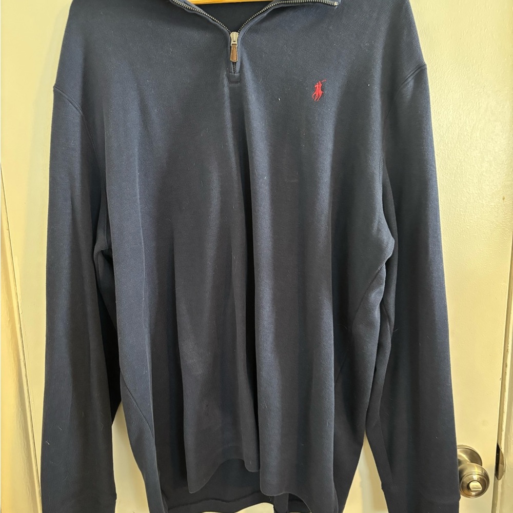 Men's Navy Blue Polo Quarter Zip